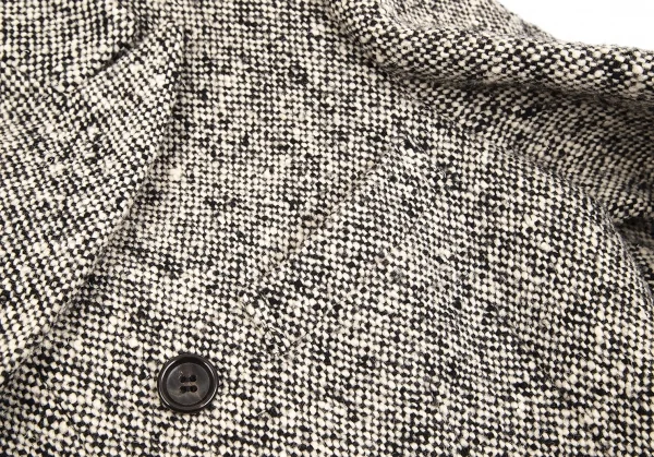 ローブドシャンブル コムデギャルソンrobe de chambre COMME des GARCONS サイドスリットツイードロングコート 白黒S位 K-102302_005