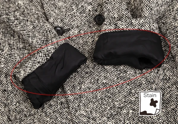ローブドシャンブル コムデギャルソンrobe de chambre COMME des GARCONS サイドスリットツイードロングコート 白黒S位 K-102302_009