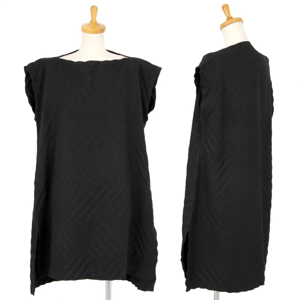 イッセイミヤケ ミーISSEY MIYAKE me 矢絣プリーツワンピース 黒Free K-102307_001