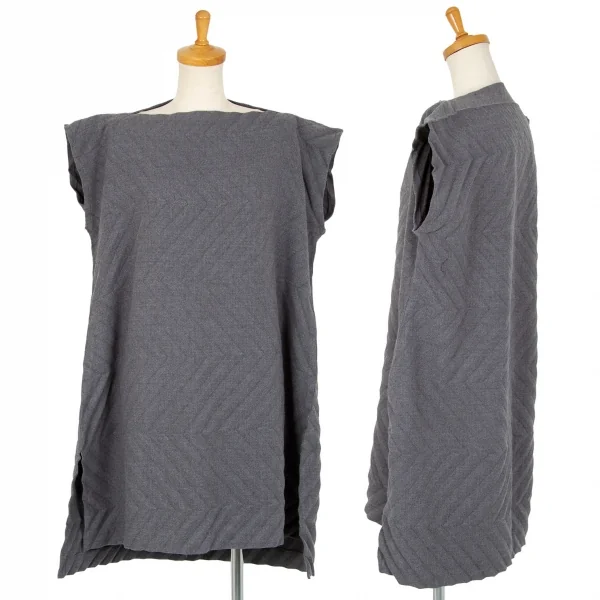 イッセイミヤケ ミーISSEY MIYAKE me 矢絣プリーツワンピース グレーFree K-102308_001