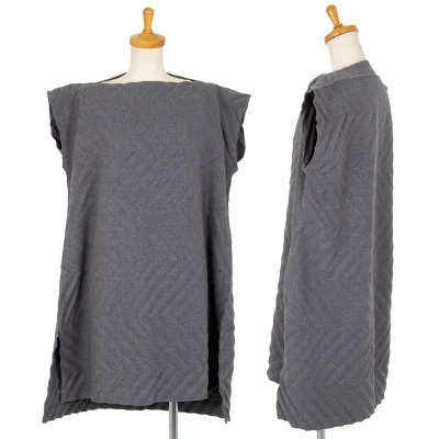 イッセイミヤケ ミーISSEY MIYAKE me 矢絣プリーツワンピース グレー