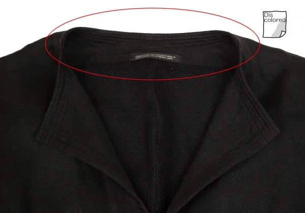ヨウジヤマモト ファムYohji Yamamoto FEMME リネン裁ち切りデザインノーカラーホック留めジャケット 黒2 K-102351_006