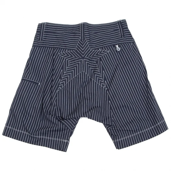A Back Star Design Cotton Striped Shorts Navy 2 K-102370_001