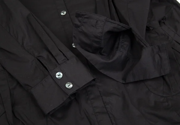 ヒロコビスHIROKO BIS eSSeNtieL コットンポリストレッチタックポケットシャツ 黒11 K-102372_007