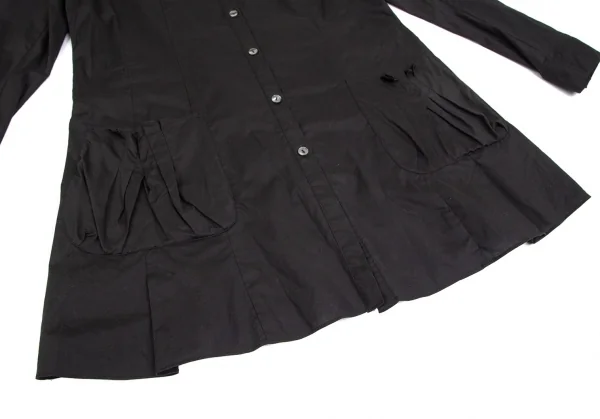 ヒロコビスHIROKO BIS eSSeNtieL コットンポリストレッチタックポケットシャツ 黒11 K-102372_008