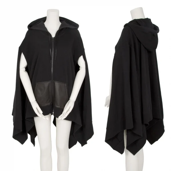 ティーバイアレキサンダーワンT by Alexander Wang コットンフーディーポンチョスウェット 黒XS K-102393_001