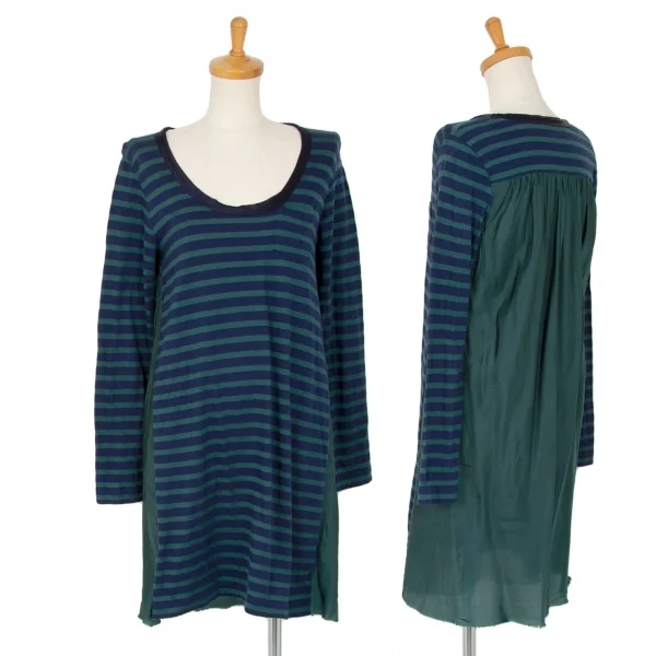 サカイラックsacai luck コットンボーダー切替カットソーワンピース グリーン 青緑2 K-102394_001