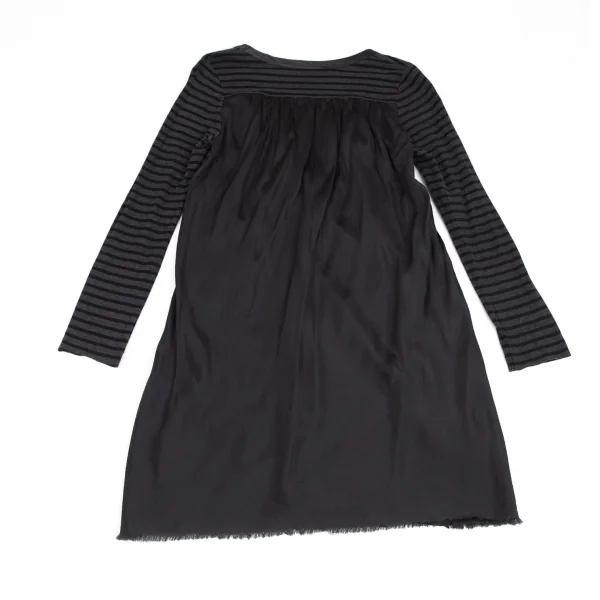 サカイラックsacai luck コットンボーダー切替カットソーワンピース グレー ダークグレー黒2 K-102395_011