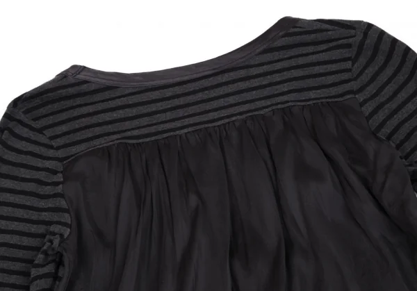 サカイラックsacai luck コットンボーダー切替カットソーワンピース グレー ダークグレー黒2 K-102395_012