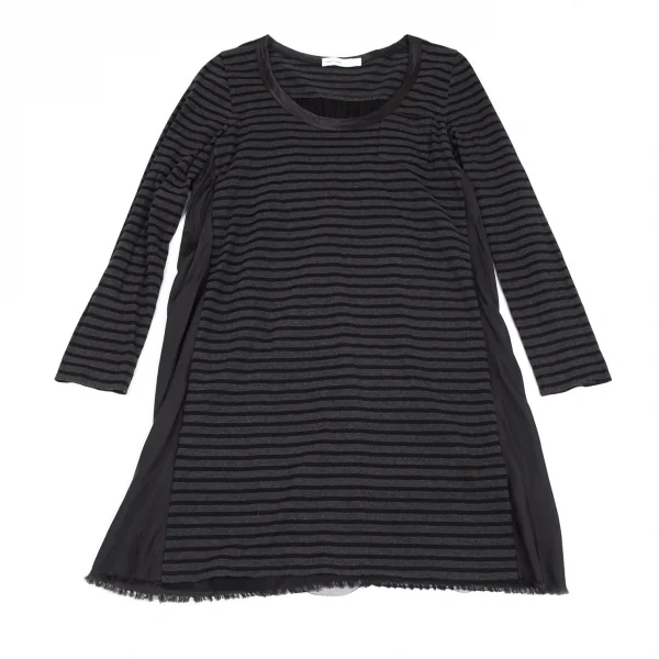 サカイラックsacai luck コットンボーダー切替カットソーワンピース グレー ダークグレー黒2 K-102395_002