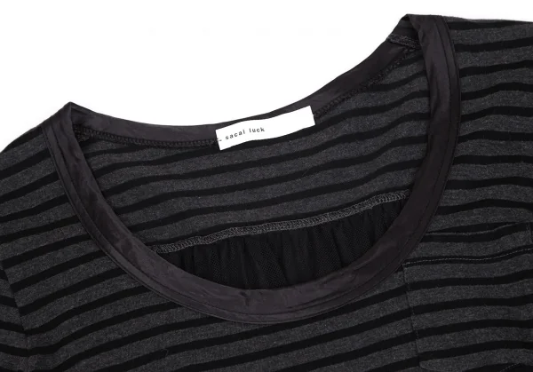 サカイラックsacai luck コットンボーダー切替カットソーワンピース グレー ダークグレー黒2 K-102395_004