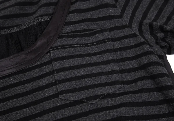 サカイラックsacai luck コットンボーダー切替カットソーワンピース グレー ダークグレー黒2 K-102395_005