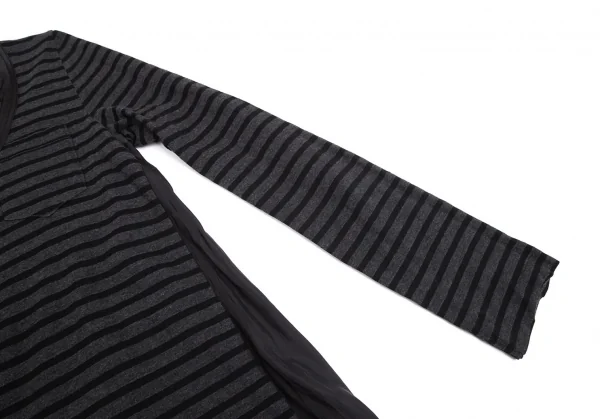 サカイラックsacai luck コットンボーダー切替カットソーワンピース グレー ダークグレー黒2 K-102395_006