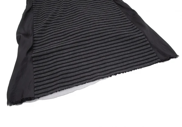 サカイラックsacai luck コットンボーダー切替カットソーワンピース グレー ダークグレー黒2 K-102395_009