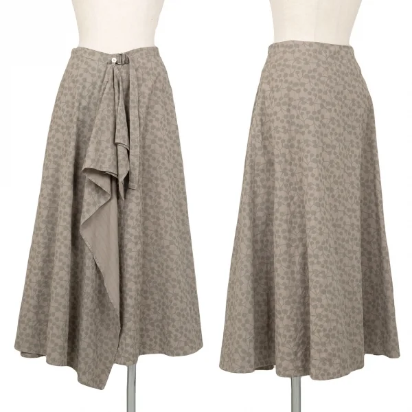 ヨウジヤマモト ノアールYohji Yamamoto NOIR プリントラップスカート グレージュ1 K-102418_001