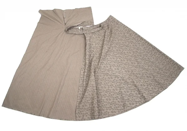 ヨウジヤマモト ノアールYohji Yamamoto NOIR プリントラップスカート グレージュ1 K-102418_007