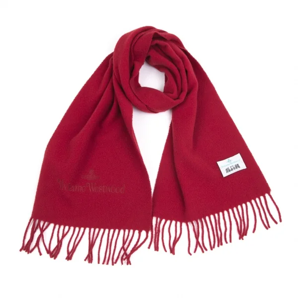 ヴィヴィアンウエストウッドマンVivienne Westwood MANオーブロゴ刺繍マフラー 赤 K-102432_001