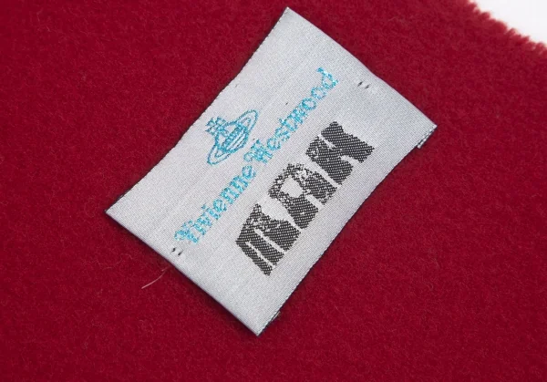 ヴィヴィアンウエストウッドマンVivienne Westwood MANオーブロゴ刺繍マフラー 赤 K-102432_009