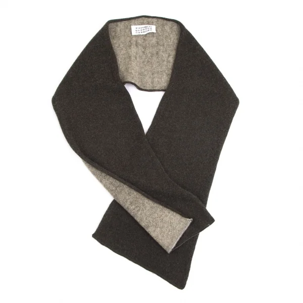 メゾン マルタン マルジェラMAISON Martin MARGIELA 6 バイカラーウールニットマフラー カーキ K-102433_001