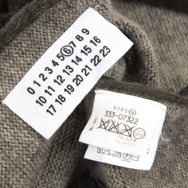 メゾン マルタン マルジェラMAISON Martin MARGIELA 6 バイカラーウールニットマフラー カーキ K-102433_007