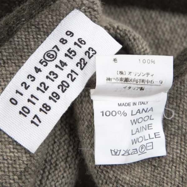 メゾン マルタン マルジェラMAISON Martin MARGIELA 6 バイカラーウールニットマフラー カーキ K-102433_008