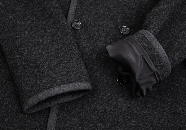 トリココムデギャルソンtricot COMME des GARCONSウールナイロンパイピングPコート チャコールM K-102450_007