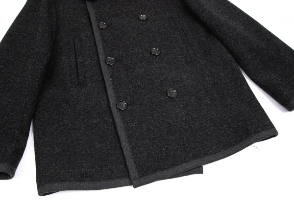 トリココムデギャルソンtricot COMME des GARCONSウールナイロンパイピングPコート チャコールM K-102450_008