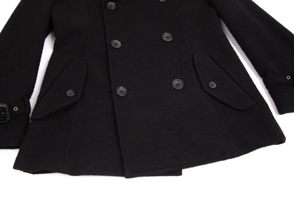 ジュンヤワタナベ コムデギャルソンJUNYA WATANABE COMME des GARCONS ウールピリング加工フラップポケットPコート 黒S K-102451_010