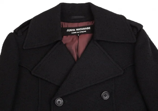 ジュンヤワタナベ コムデギャルソンJUNYA WATANABE COMME des GARCONS ウールピリング加工フラップポケットPコート 黒S K-102451_003