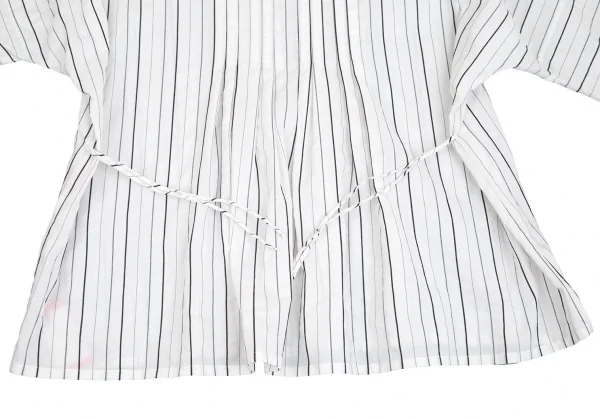 イッセイミヤケ ハートISSEY MIYAKE HaaT ストライプピンタックデザインチュニックブラウス 白M位 K-102453_011