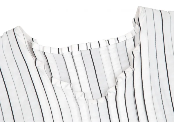 イッセイミヤケ ハートISSEY MIYAKE HaaT ストライプピンタックデザインチュニックブラウス 白M位 K-102453_003