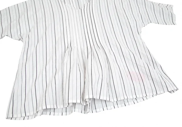 イッセイミヤケ ハートISSEY MIYAKE HaaT ストライプピンタックデザインチュニックブラウス 白M位 K-102453_005