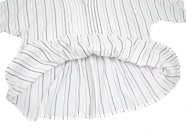イッセイミヤケ ハートISSEY MIYAKE HaaT ストライプピンタックデザインチュニックブラウス 白M位 K-102453_007