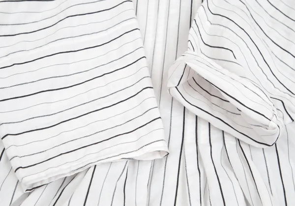 イッセイミヤケ ハートISSEY MIYAKE HaaT ストライプピンタックデザインチュニックブラウス 白M位 K-102453_008