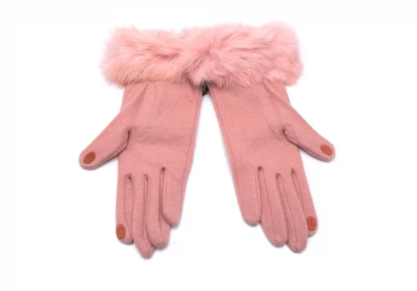 新品!ニナリッチNINA RICCI ラビットファートリミンググローブ ピンク K-102474_002