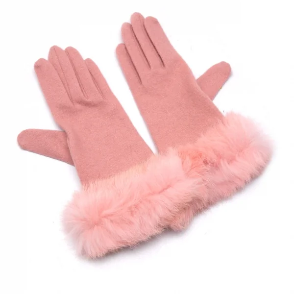 新品!ニナリッチNINA RICCI ラビットファートリミンググローブ ピンク K-102474_004