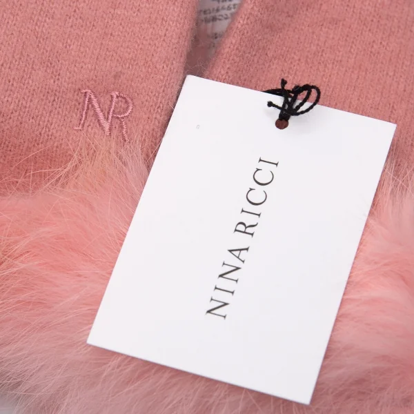 新品!ニナリッチNINA RICCI ラビットファートリミンググローブ ピンク K-102474_008