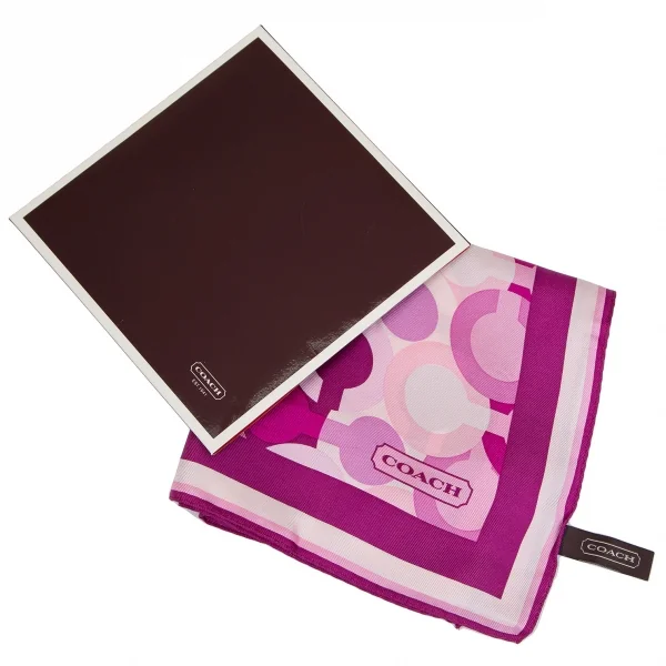 コーチCOACH オプアートシルクスカーフ ピンク紫 K-102476_001