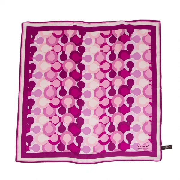 コーチCOACH オプアートシルクスカーフ ピンク紫 K-102476_002