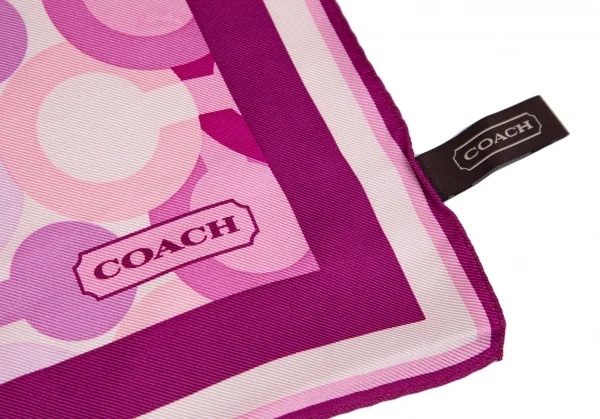 コーチCOACH オプアートシルクスカーフ ピンク紫 K-102476_006