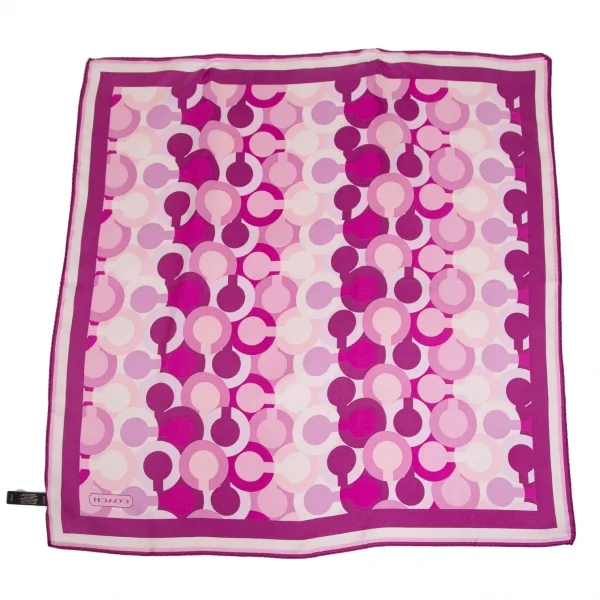 コーチCOACH オプアートシルクスカーフ ピンク紫 K-102476_007