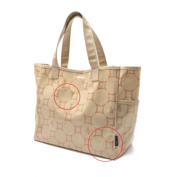 アニエスベーagnes b.VOYAGE ドットプリントラミネートキャンバストートバッグ ベージュ K-102477_002