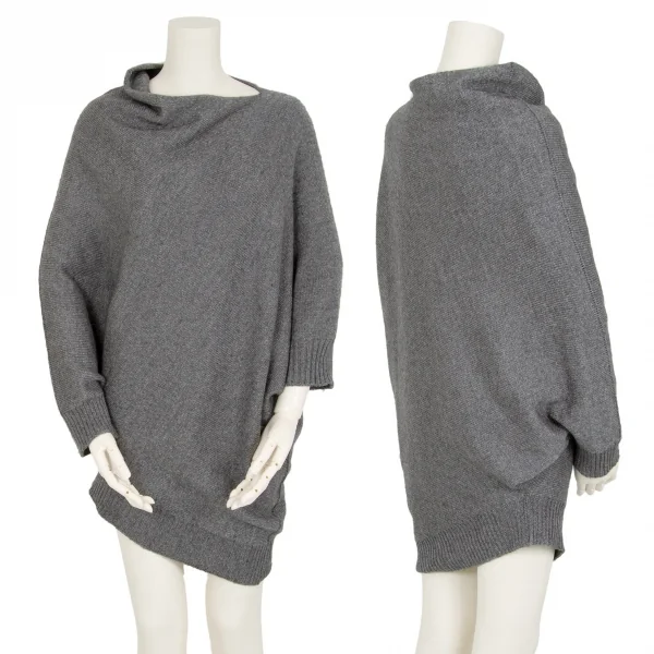 グリーンレーベルリラクシングgreen label relaxing アクリルウールグリッター斜行変形ニット グレーM位 K-102483_001