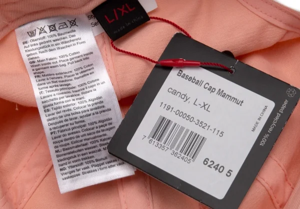 マムートMAMMUT マンモスロゴ刺繍ベースボールキャップ ピンクベージュL/XL K-102484_012