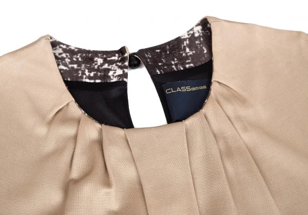 クラス ロベルトカヴァリCLASS roberto cavalli フラワープリントノースリーブワンピース ベージュ黒42 K-102485_005