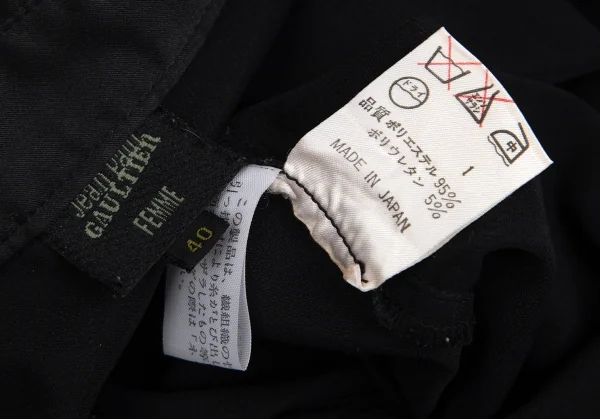 ジャンポールゴルチエ ファムJean Paul GAULTIER FEMME フロントカットワークプルオーバーストレッチ半袖シャツ 黒40 K-102502_014