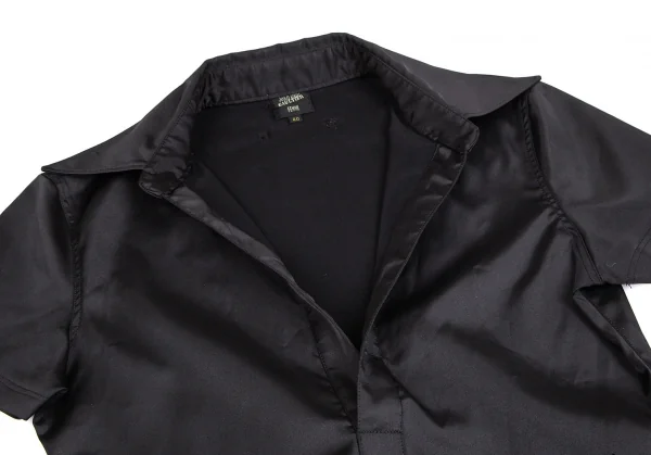 ジャンポールゴルチエ ファムJean Paul GAULTIER FEMME フロントカットワークプルオーバーストレッチ半袖シャツ 黒40 K-102502_004