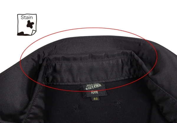 ジャンポールゴルチエ ファムJean Paul GAULTIER FEMME フロントカットワークプルオーバーストレッチ半袖シャツ 黒40 K-102502_005