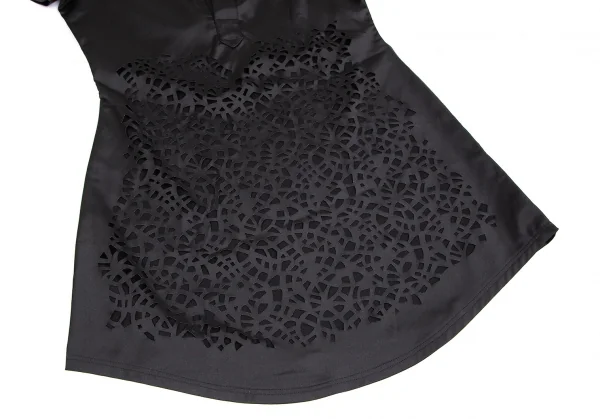 ジャンポールゴルチエ ファムJean Paul GAULTIER FEMME フロントカットワークプルオーバーストレッチ半袖シャツ 黒40 K-102502_007