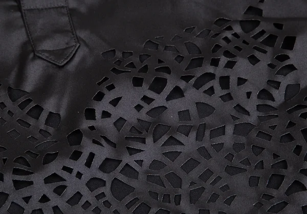 ジャンポールゴルチエ ファムJean Paul GAULTIER FEMME フロントカットワークプルオーバーストレッチ半袖シャツ 黒40 K-102502_008